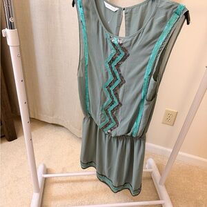 Promod Olive Dress with Sequin Accents